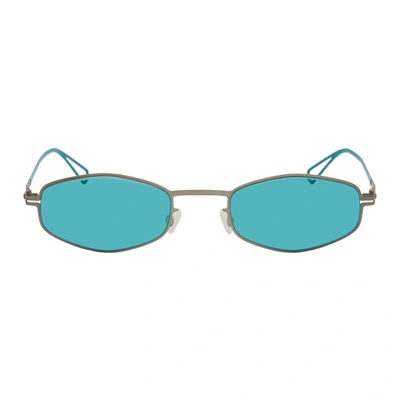 Shop Mykita Blue Bernhard Willhelm Edition Silver Sunglasses In 813 Gry/blu