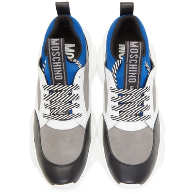 Shop Moschino Blue Suede Teddy Run Sneakers In 02a Blue