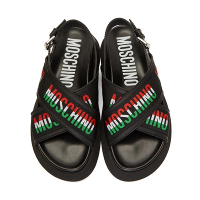 Shop Moschino Black Cross Straps Sandals In 000 Black