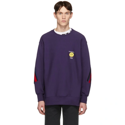 Shop Vier Purple Facetasm Edition Smiley Patch Sweatshirt