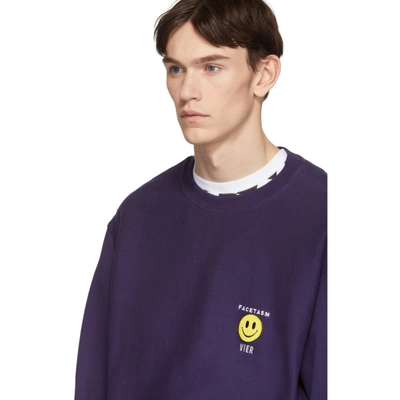 Shop Vier Purple Facetasm Edition Smiley Patch Sweatshirt