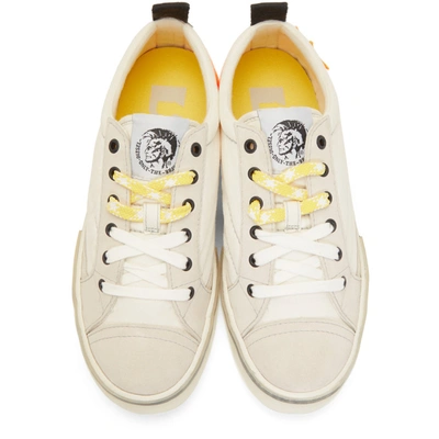 Shop Diesel Off-white D-velows Low Patch Sneakers In H7121 Wht/o
