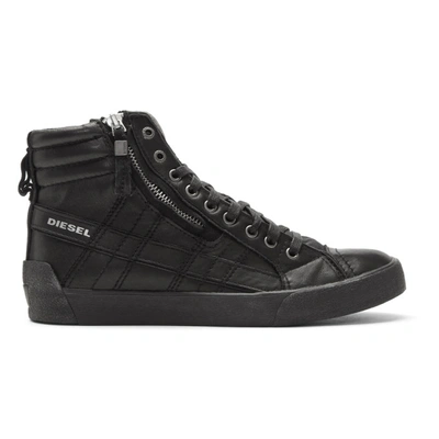 Shop Diesel Black D-string Plus High-top Trainers In T8017 Black