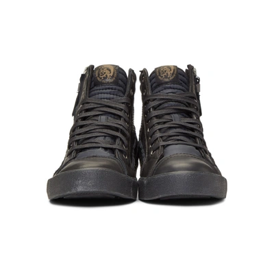Shop Diesel Black D-string Plus High-top Sneakers In T8017 Black