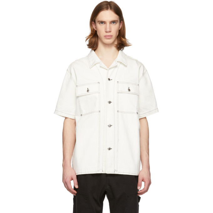 white denim short sleeve shirt
