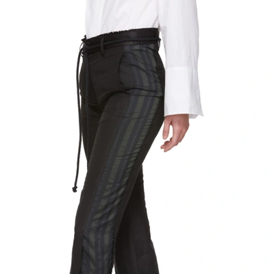 Shop Ann Demeulemeester Black Linen Belted Trousers