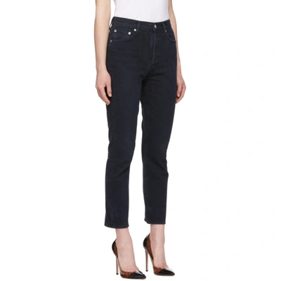 Shop Agolde Blue Riley Hi Rise Straight Crop Jeans