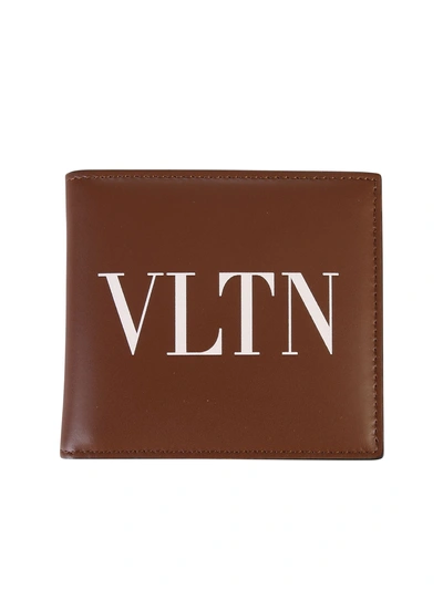 Shop Valentino Branded Wallet In Brown