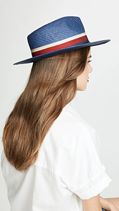 Shop Raffaello Bettini Paper Fedora Hat In Blue