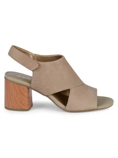 Shop Anne Klein Damaire Nubuck High Heel Sandals In Taupe