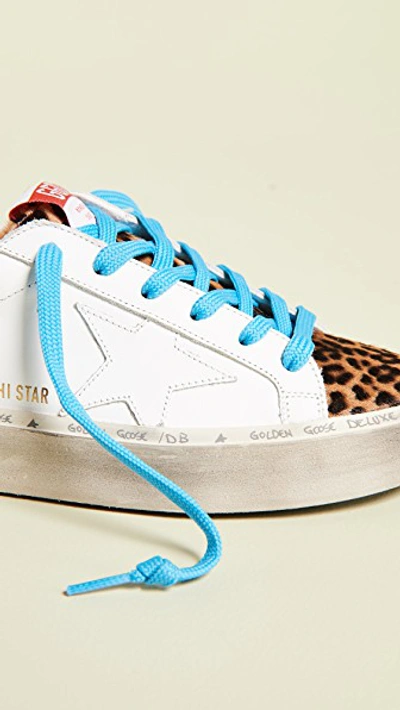 Shop Golden Goose Hi Star Sneakers In White/leopard