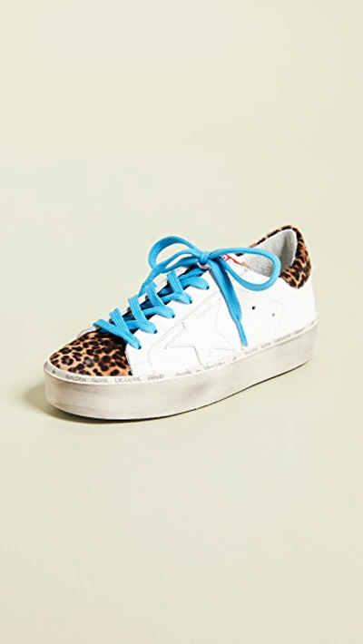 Shop Golden Goose Hi Star Sneakers In White/leopard