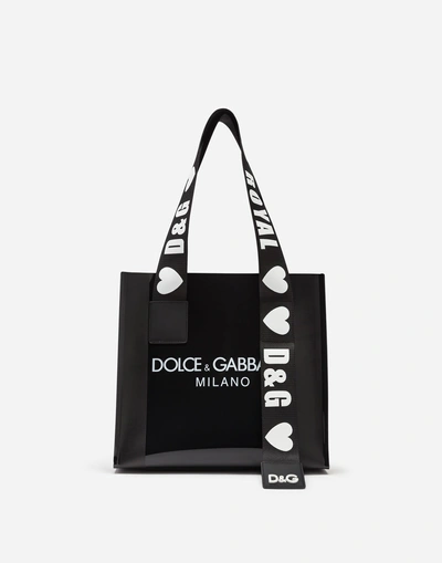 Shop Dolce & Gabbana Pvc Street Shopping Bag With Logo In Black