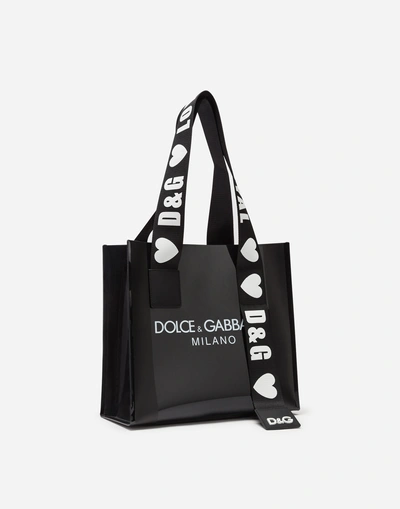 Dolce & Gabbana Street Logo Print Black Pvc Shopping Bag | ModeSens