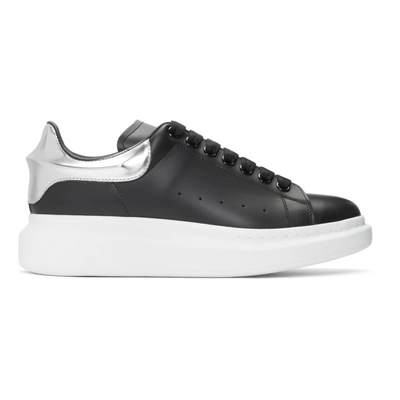 Shop Alexander Mcqueen Black & Silver Spine Heel Oversized Sneakers