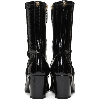 Shop Gucci Black Patent Printyl Boots In 1000 Black