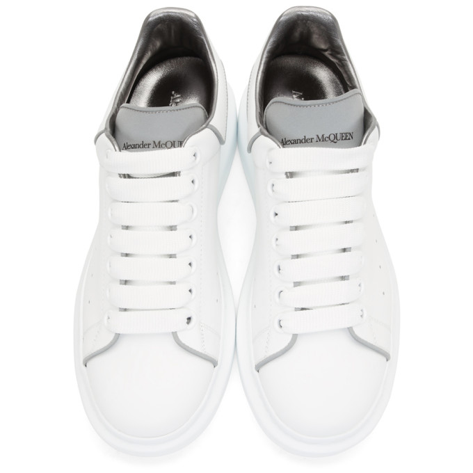 Alexander Mcqueen Larry White Reflective Leather Trainers In ...