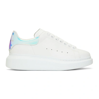 Shop Alexander Mcqueen White Holographic Oversized Sneakers In 9375 White