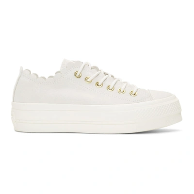 Converse Off-white Suede Chuck Taylor All Star Lift Frilly Thrills Sneakers  In Egret | ModeSens