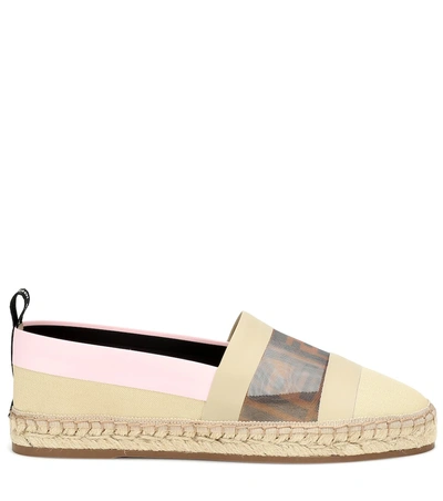 Shop Fendi Canvas Espadrilles In Beige