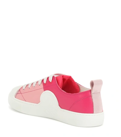 Shop Moncler Linda Leather Sneakers In Pink