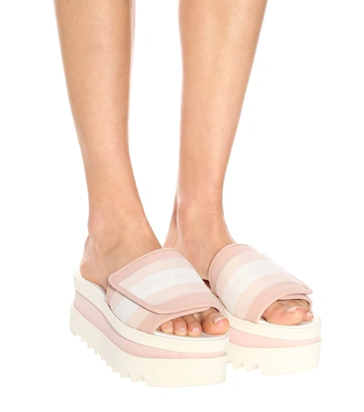 Shop Stella Mccartney Sneak-elyse Platform Slides In Pink
