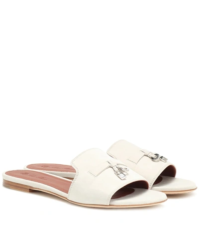 Shop Loro Piana Summer Charms Suede Slides In White