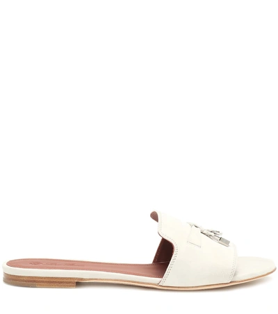 Shop Loro Piana Summer Charms Suede Slides In White
