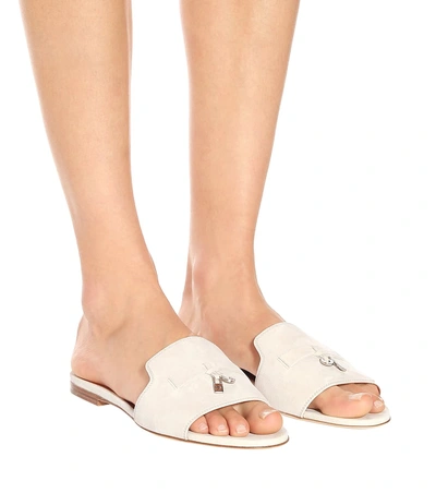 Loro Piana Summer Charms Flat Sandals In White