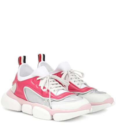 Shop Moncler Briseis Leather And Mesh Sneakers In Pink