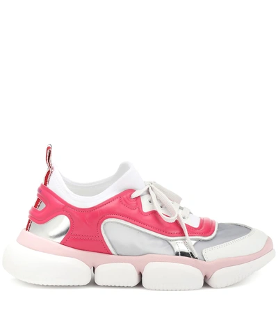 Shop Moncler Briseis Leather And Mesh Sneakers In Pink