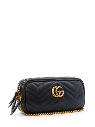 Shop Gucci Gg Marmont Chain Strap Bag In Black