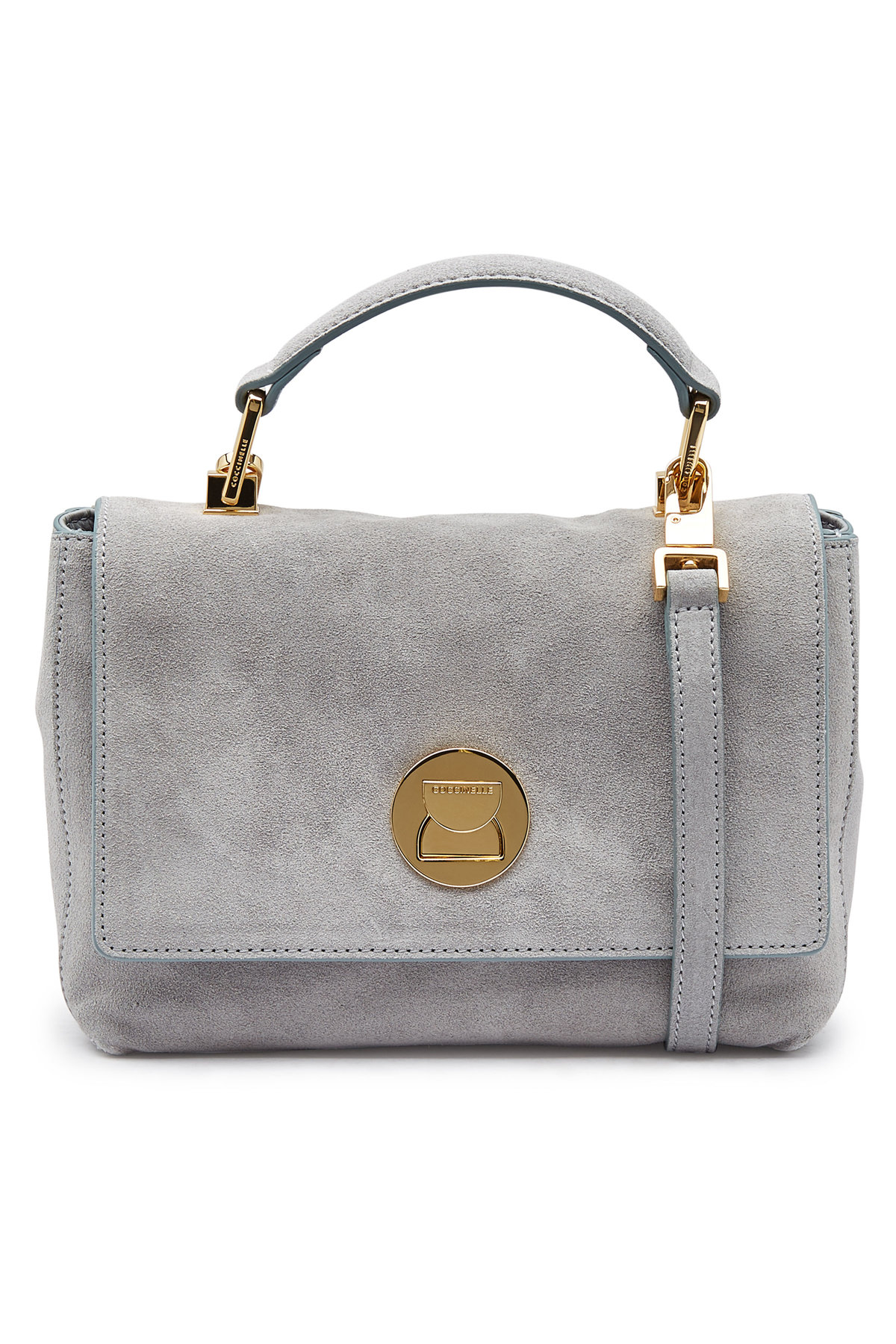 grey suede handbag