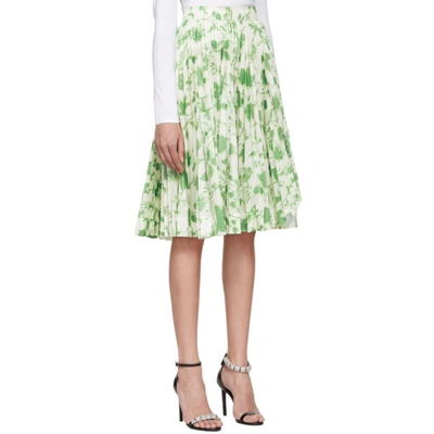 Shop Calvin Klein 205w39nyc White And Green Acid Leaves Soleil Pleated Skirt In 320 Acid Le