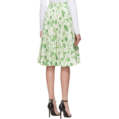 Shop Calvin Klein 205w39nyc White And Green Acid Leaves Soleil Pleated Skirt In 320 Acid Le