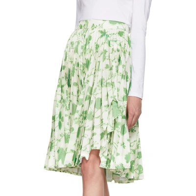 Shop Calvin Klein 205w39nyc White And Green Acid Leaves Soleil Pleated Skirt In 320 Acid Le