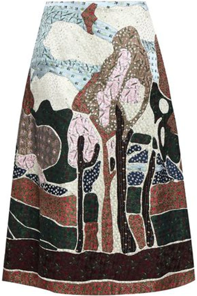Shop Valentino Embellished Silk-jacquard Midi Skirt In Multicolor