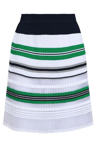 Shop Antonino Valenti Woman Pleated Tinsel, Open And Stretch-knit Mini Skirt White