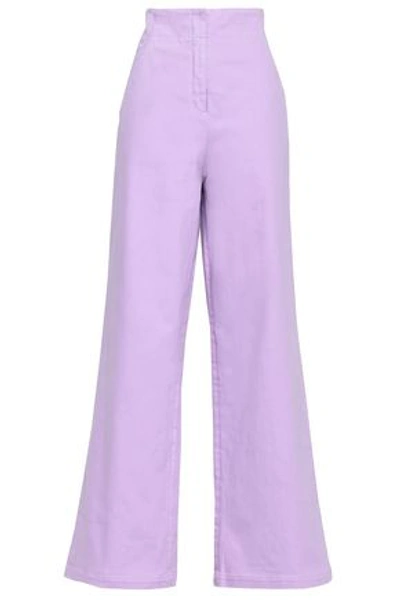 Shop Tibi High-rise Wide-leg Jeans In Lavender