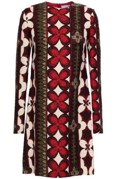 Shop Valentino Woman Wool And Silk-blend Crepe Mini Dress Multicolor