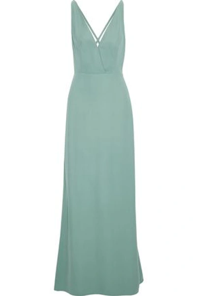 Shop Valentino Wrap-effect Silk-cady Gown In Mint