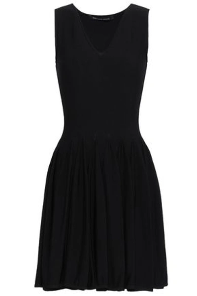 Shop Antonino Valenti Woman Pleated Knitted Mini Dress Black