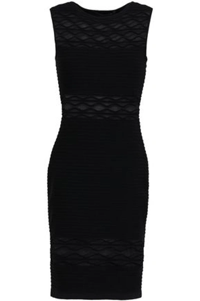 Shop Antonino Valenti Woman Paneled Knitted Mini Dress Black