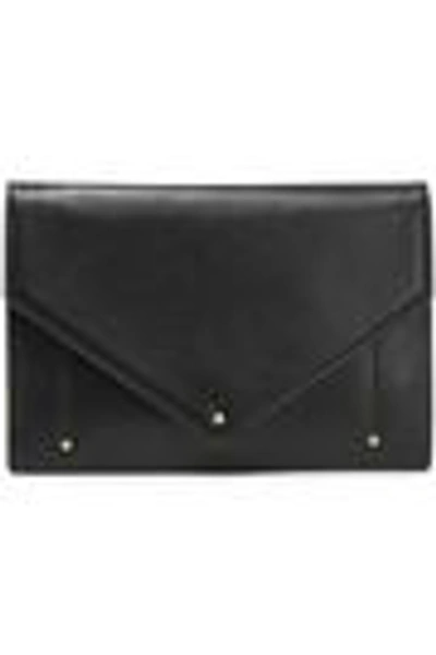 Shop Sara Battaglia Woman Plissé Leather Envelope Clutch Black