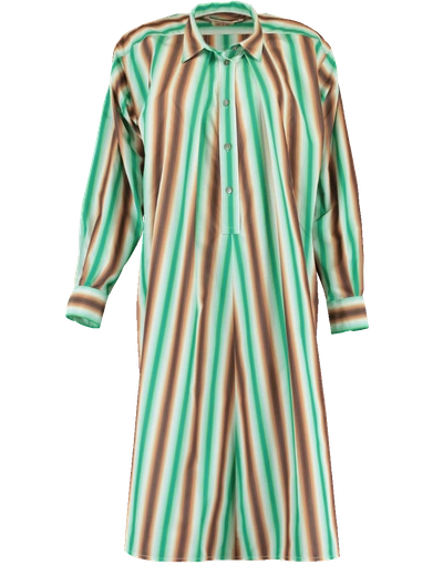 Shop Marni Vertical Stripe Shirt Dress In Mint