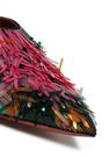 Shop Missoni Appliquéd Silk-satin Slippers In Multicolor
