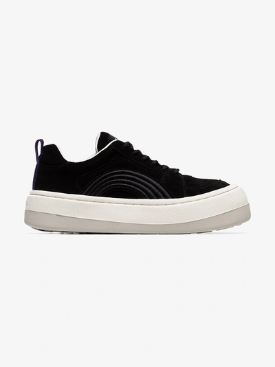 Shop Eytys Black Suede Sonic Low Top Sneakers