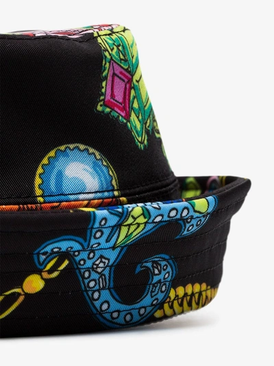Shop Versace Black Jewel Print Bucket Hat In I777 Multicolor