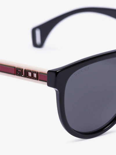 Shop Gucci Eyewear Pilotenbrille Mit Runden Gläsern In Black
