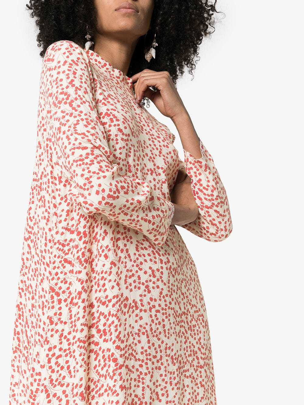 ganni goldstone floral print crepe dress